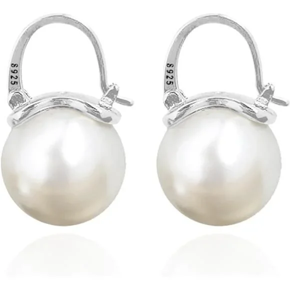 12mm Shell Pearl Earrings | Natural Mother of Pearl with Nacre Finish - Picture 3 of 4
